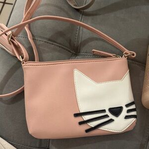 Chic Pink Cat Design Crossbody Bag